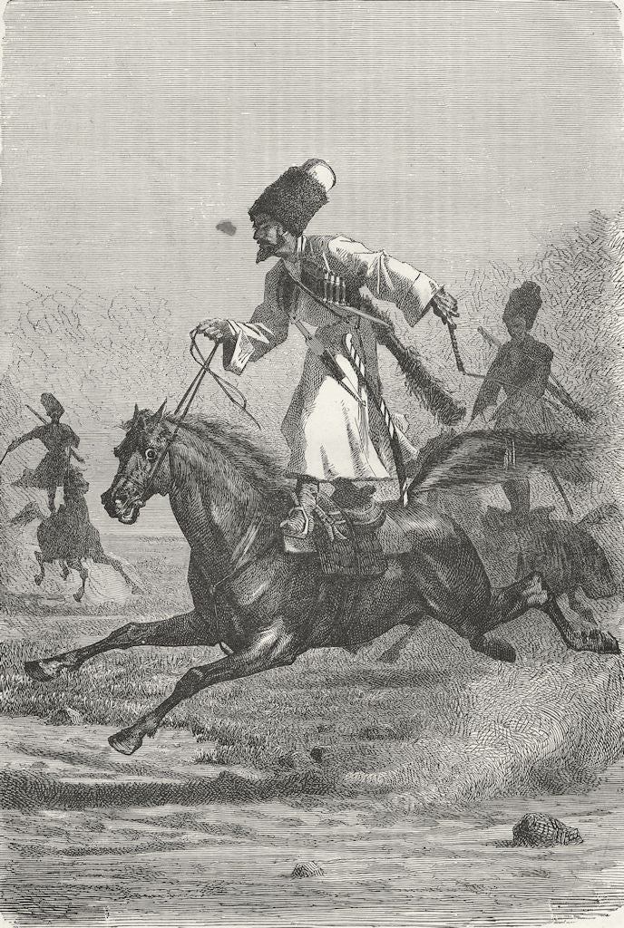 UKRAINE. Djighitoffka Cossacks 1880 old antique vintage print picture